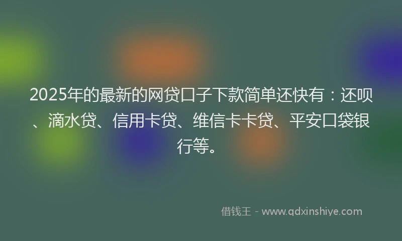 2025年的最新的网贷口子下款简单还快有：还呗、滴水贷、信用卡贷、维信卡卡贷、平安口袋银行等。