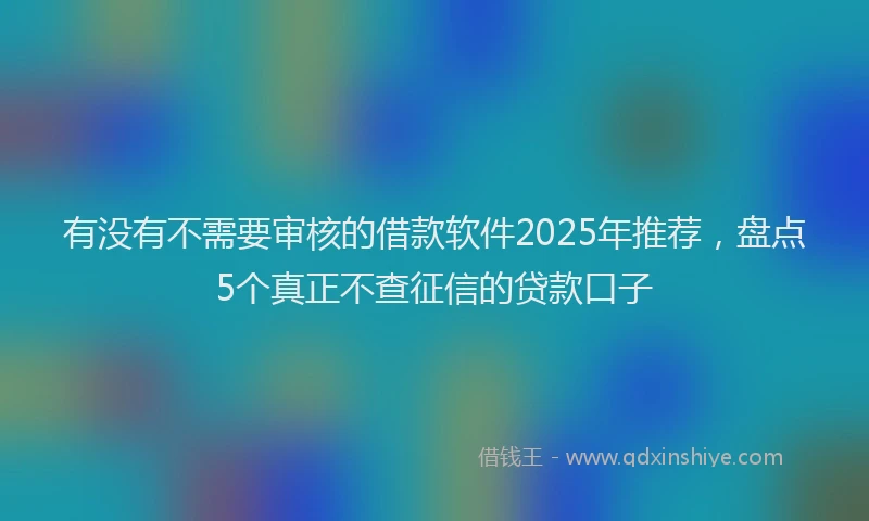 有没有不需要审核的借款软件2025年推荐，盘点5个真正不查征信的贷款口子
