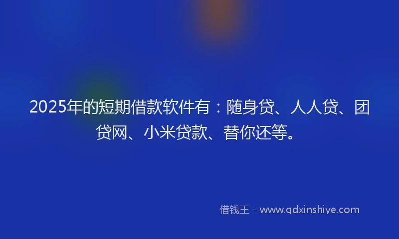 2025年的短期借款软件有：随身贷、人人贷、团贷网、小米贷款、替你还等。