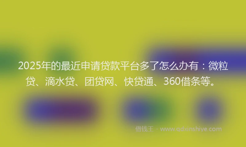 2025年的最近申请贷款平台多了怎么办有：微粒贷、滴水贷、团贷网、快贷通、360借条等。