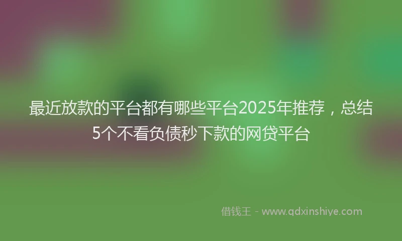 最近放款的平台都有哪些平台2025年推荐，总结5个不看负债秒下款的网贷平台