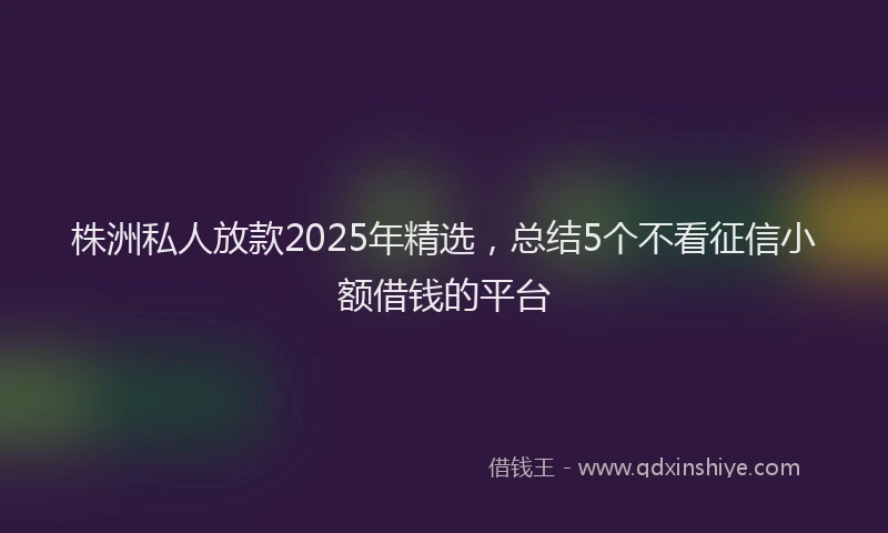株洲私人放款2025年精选，总结5个不看征信小额借钱的平台