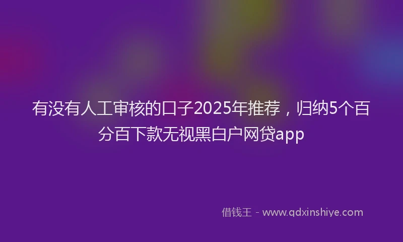 有没有人工审核的口子2025年推荐，归纳5个百分百下款无视黑白户网贷app