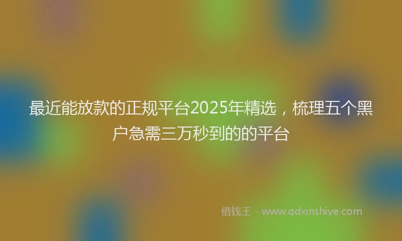 最近能放款的正规平台2025年精选，梳理五个黑户急需三万秒到的的平台