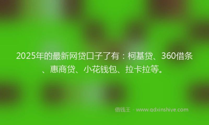 2025年的最新网贷口子了有：柯基贷、360借条、惠商贷、小花钱包、拉卡拉等。