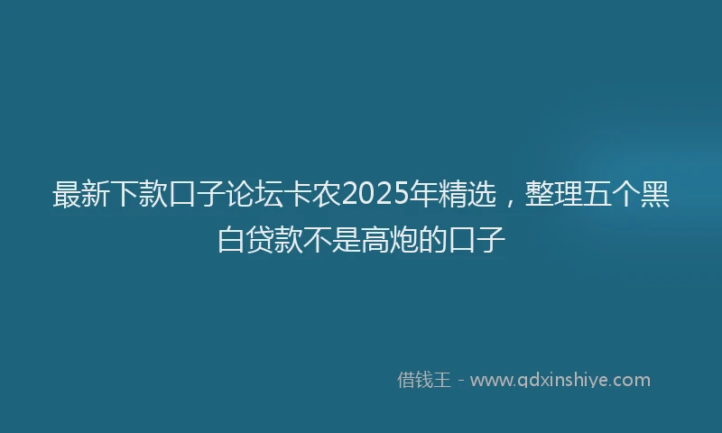 最新下款口子论坛卡农2025年精选，整理五个黑白贷款不是高炮的口子