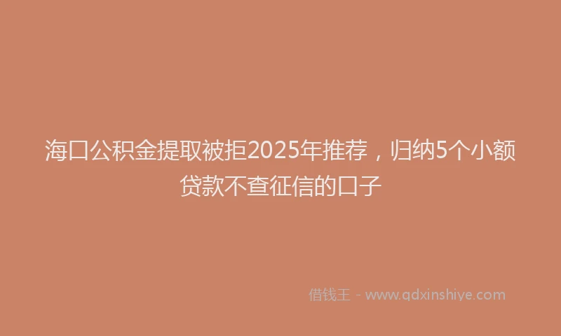 海口公积金提取被拒2025年推荐，归纳5个小额贷款不查征信的口子