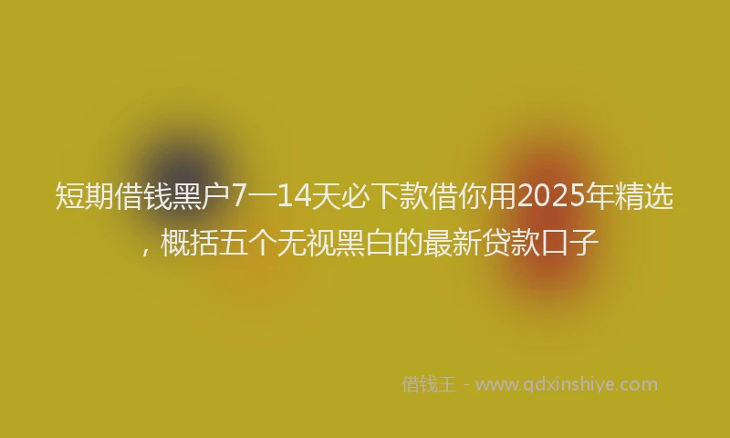 短期借钱黑户7一14天必下款借你用2025年精选，概括五个无视黑白的最新贷款口子