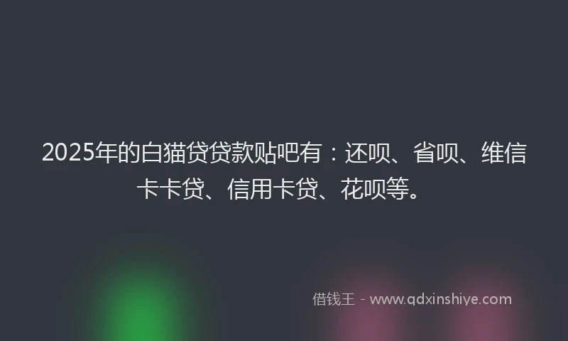 2025年的白猫贷贷款贴吧有：还呗、省呗、维信卡卡贷、信用卡贷、花呗等。