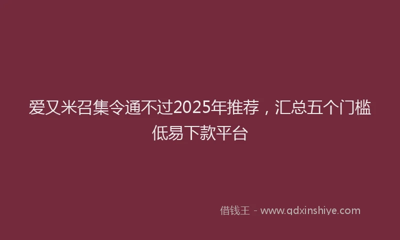 爱又米召集令通不过2025年推荐，汇总五个门槛低易下款平台
