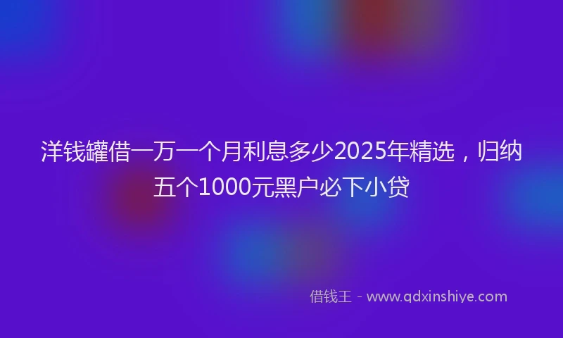 洋钱罐借一万一个月利息多少2025年精选，归纳五个1000元黑户必下小贷