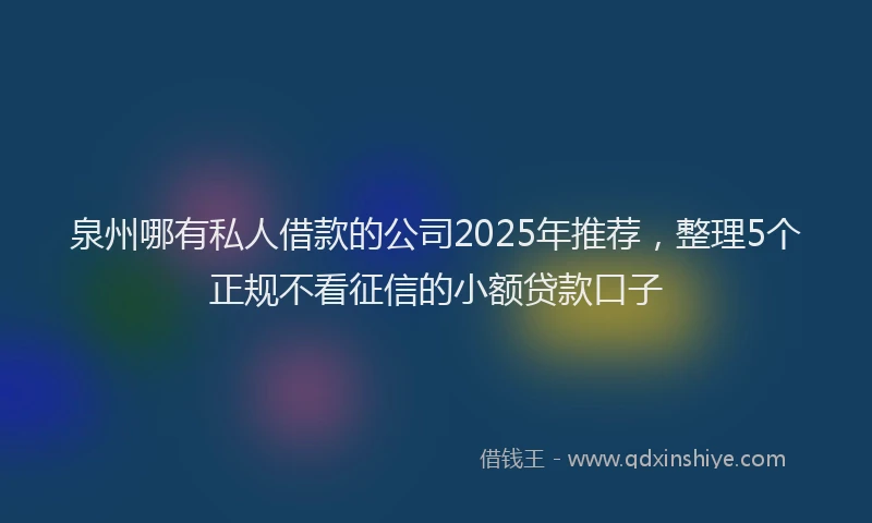 泉州哪有私人借款的公司2025年推荐，整理5个正规不看征信的小额贷款口子