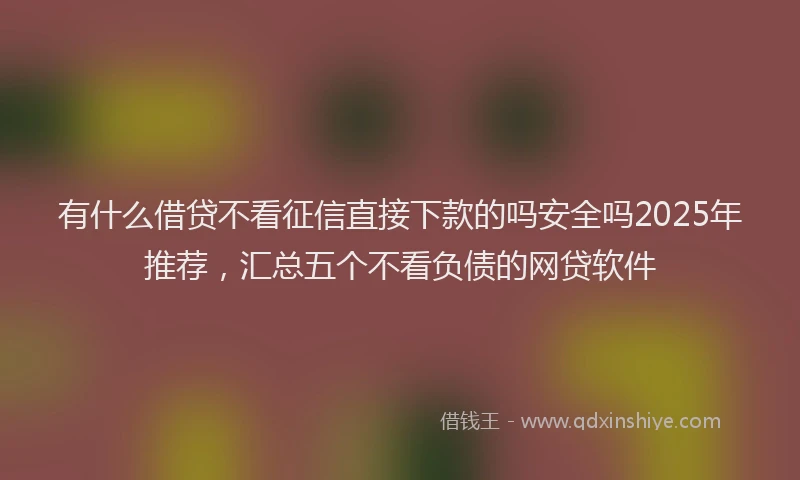 有什么借贷不看征信直接下款的吗安全吗2025年推荐，汇总五个不看负债的网贷软件