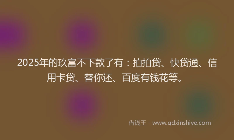 2025年的玖富不下款了有：拍拍贷、快贷通、信用卡贷、替你还、百度有钱花等。