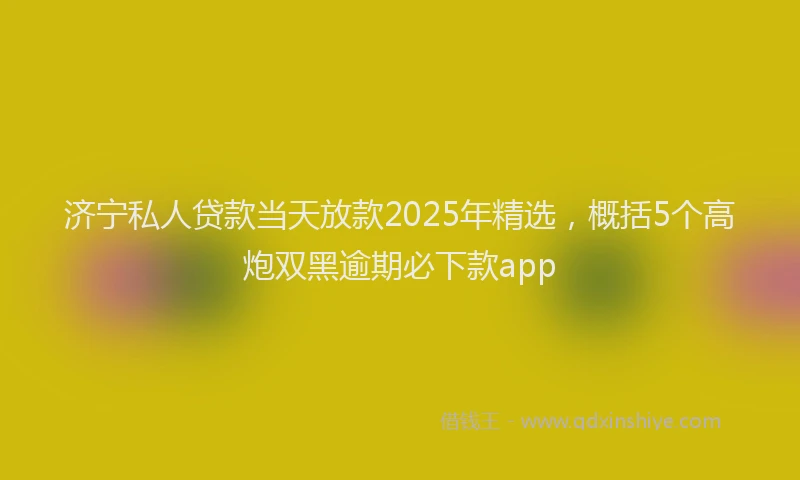 济宁私人贷款当天放款2025年精选，概括5个高炮双黑逾期必下款app