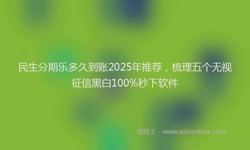 民生分期乐多久到账2025年推荐，梳理五个无视征信黑白100%秒下软件