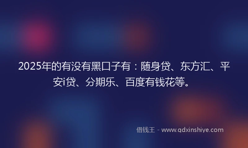 2025年的有没有黑口子有：随身贷、东方汇、平安i贷、分期乐、百度有钱花等。