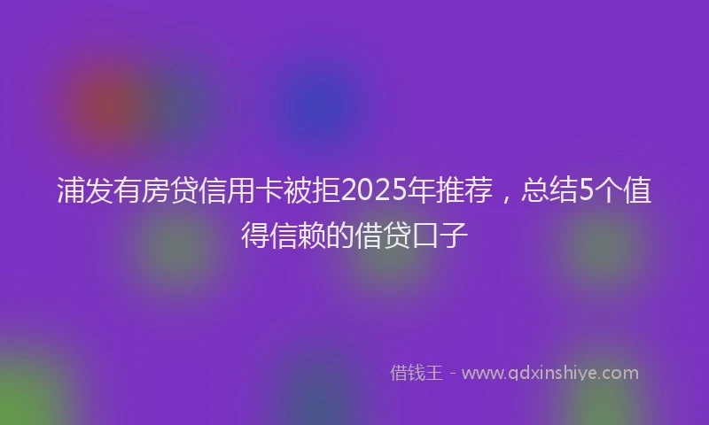 浦发有房贷信用卡被拒2025年推荐，总结5个值得信赖的借贷口子