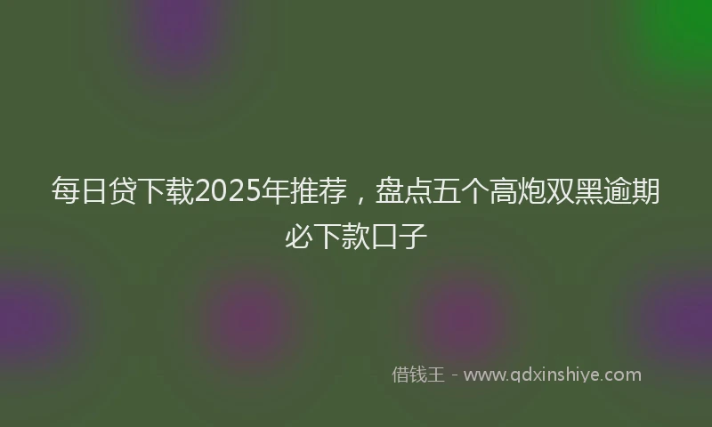 每日贷下载2025年推荐，盘点五个高炮双黑逾期必下款口子