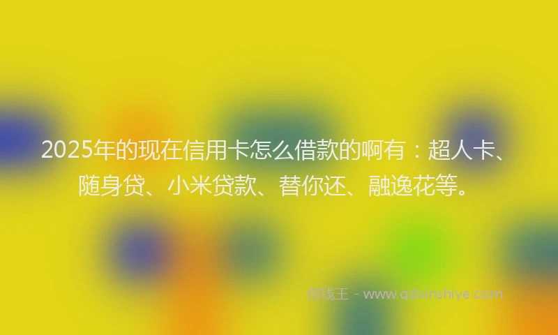 2025年的现在信用卡怎么借款的啊有：超人卡、随身贷、小米贷款、替你还、融逸花等。