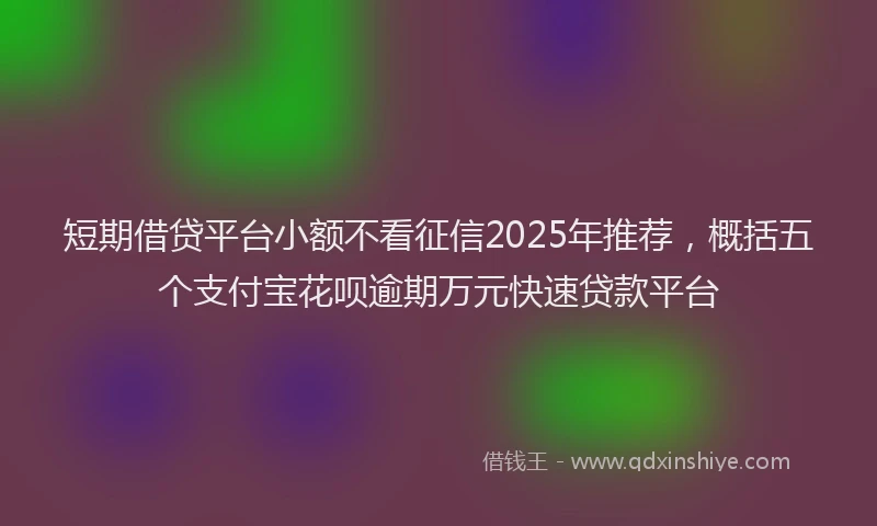 短期借贷平台小额不看征信2025年推荐，概括五个支付宝花呗逾期万元快速贷款平台