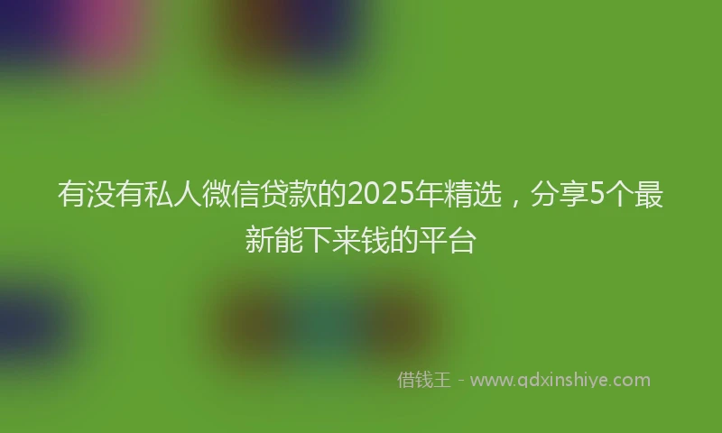 有没有私人微信贷款的2025年精选，分享5个最新能下来钱的平台