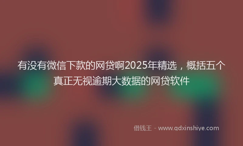 有没有微信下款的网贷啊2025年精选，概括五个真正无视逾期大数据的网贷软件