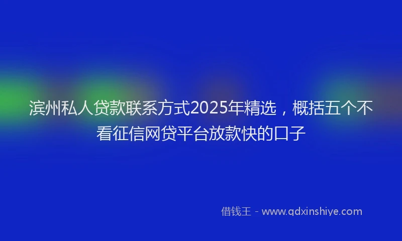滨州私人贷款联系方式2025年精选，概括五个不看征信网贷平台放款快的口子