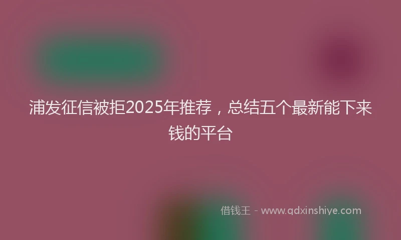 浦发征信被拒2025年推荐，总结五个最新能下来钱的平台