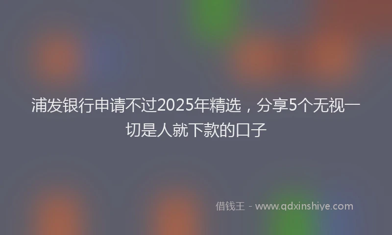 浦发银行申请不过2025年精选，分享5个无视一切是人就下款的口子