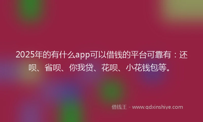 2025年的有什么app可以借钱的平台可靠有：还呗、省呗、你我贷、花呗、小花钱包等。