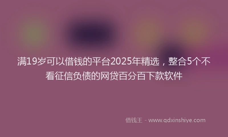 满19岁可以借钱的平台2025年精选，整合5个不看征信负债的网贷百分百下款软件
