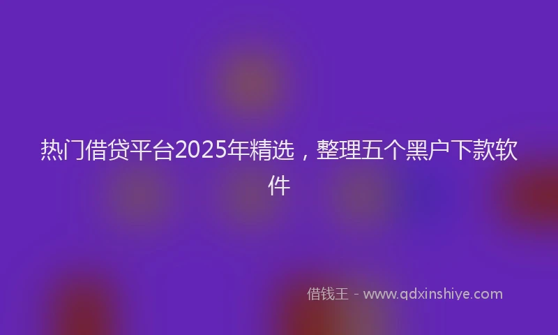 热门借贷平台2025年精选，整理五个黑户下款软件