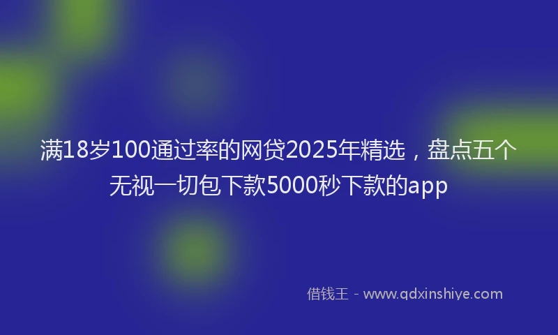 满18岁100通过率的网贷2025年精选，盘点五个无视一切包下款5000秒下款的app