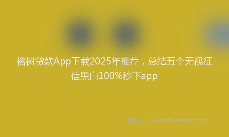 榕树贷款App下载2025年推荐，总结五个无视征信黑白100%秒下app