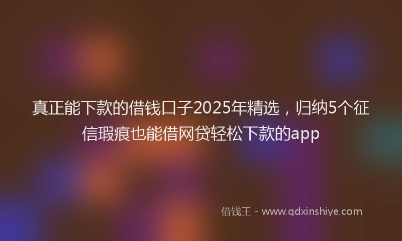 真正能下款的借钱口子2025年精选，归纳5个征信瑕疵也能借网贷轻松下款的app