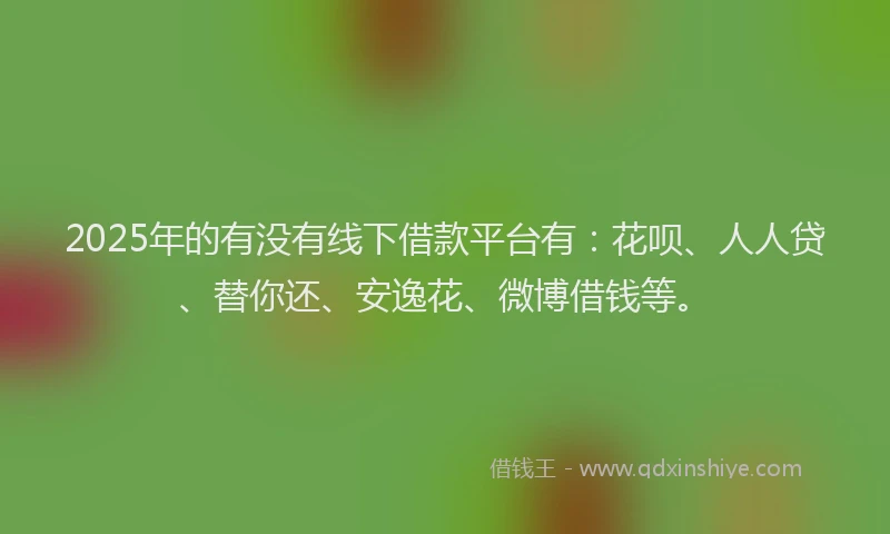 2025年的有没有线下借款平台有：花呗、人人贷、替你还、安逸花、微博借钱等。