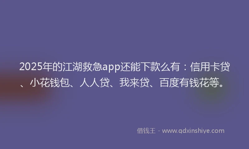 2025年的江湖救急app还能下款么有：信用卡贷、小花钱包、人人贷、我来贷、百度有钱花等。