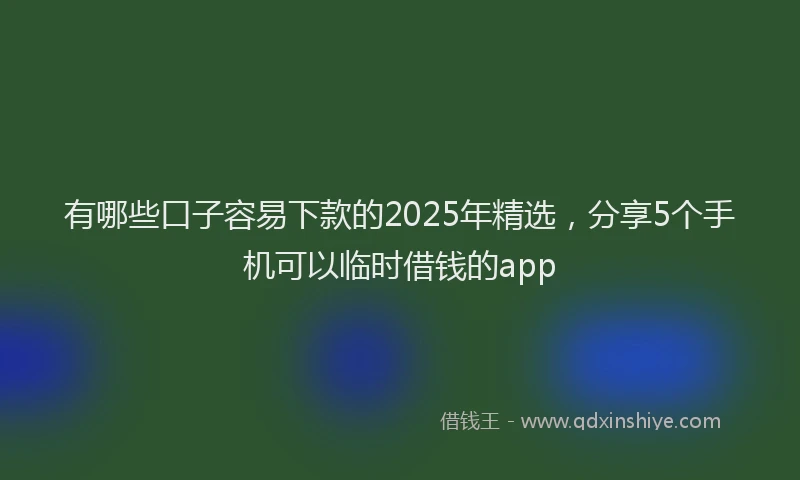 有哪些口子容易下款的2025年精选，分享5个手机可以临时借钱的app