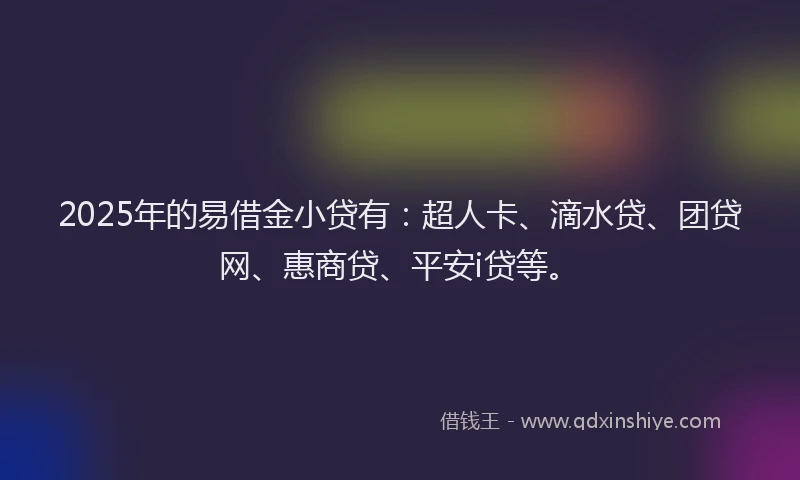 2025年的易借金小贷有：超人卡、滴水贷、团贷网、惠商贷、平安i贷等。