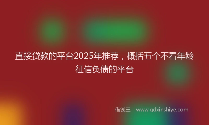 直接贷款的平台2025年推荐，概括五个不看年龄征信负债的平台