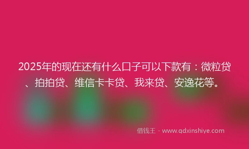 2025年的现在还有什么口子可以下款有：微粒贷、拍拍贷、维信卡卡贷、我来贷、安逸花等。