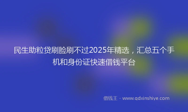 民生助粒贷刷脸刷不过2025年精选，汇总五个手机和身份证快速借钱平台