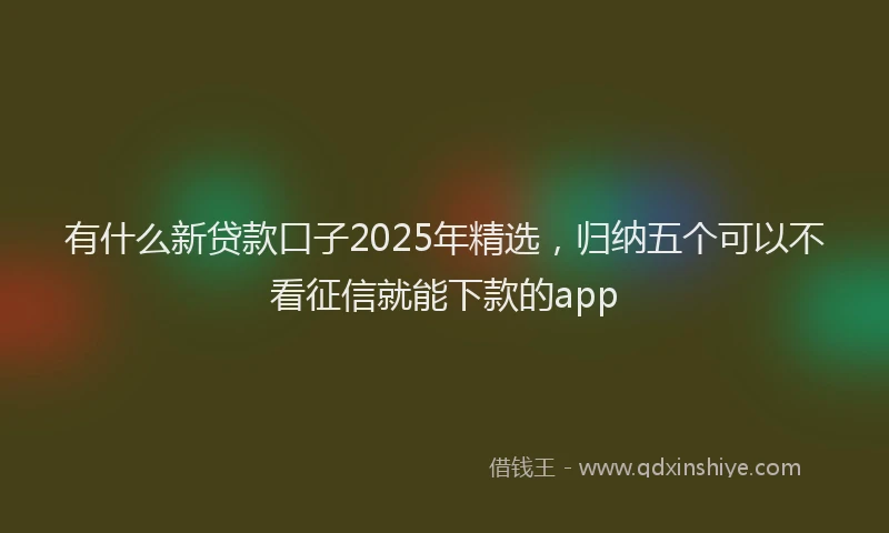 有什么新贷款口子2025年精选，归纳五个可以不看征信就能下款的app