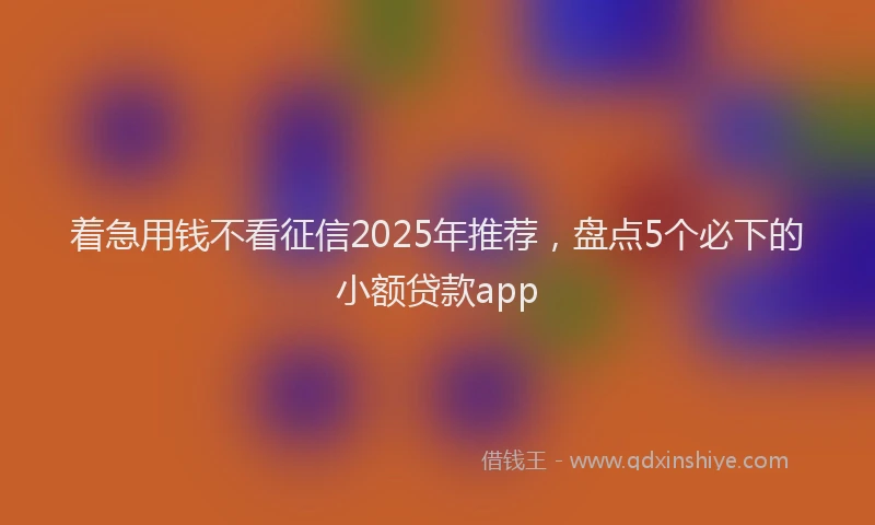 着急用钱不看征信2025年推荐，盘点5个必下的小额贷款app