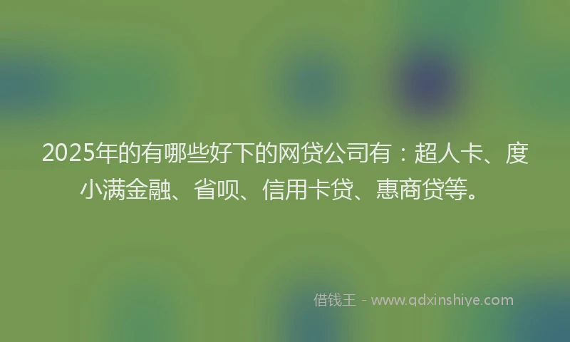 2025年的有哪些好下的网贷公司有：超人卡、度小满金融、省呗、信用卡贷、惠商贷等。