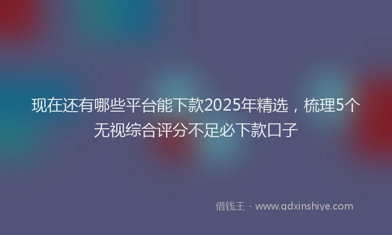 现在还有哪些平台能下款2025年精选，梳理5个无视综合评分不足必下款口子