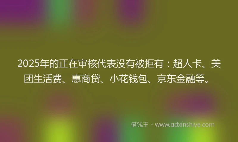 2025年的正在审核代表没有被拒有：超人卡、美团生活费、惠商贷、小花钱包、京东金融等。
