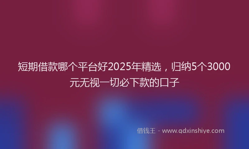 短期借款哪个平台好2025年精选，归纳5个3000元无视一切必下款的口子