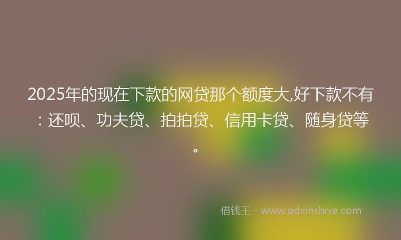 2025年的现在下款的网贷那个额度大,好下款不有：还呗、功夫贷、拍拍贷、信用卡贷、随身贷等。